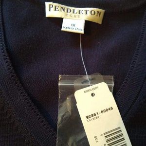 NWT Pendleton Cardigan, Silk Knit Blend, Navy, 1X